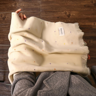 白色围巾女秋冬季2025新款韩系百搭可爱学生保暖高级氛围感围脖潮