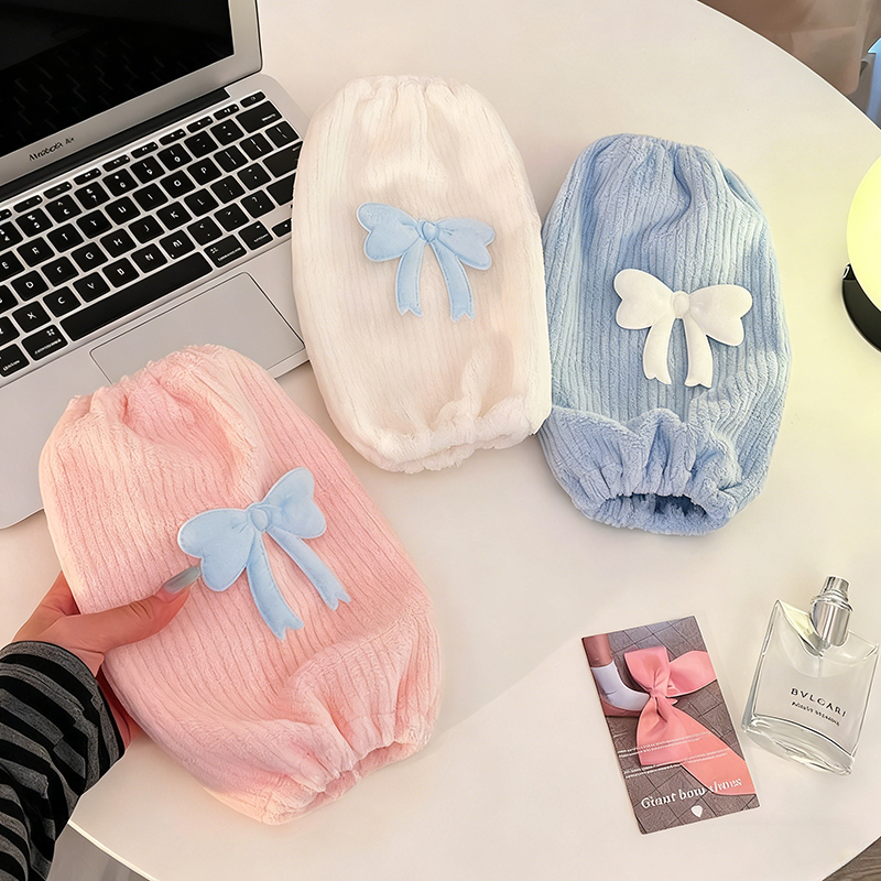 蝴蝶结可爱袖套女ins高颜值秋冬毛绒宽松羽绒服套袖办公工作护袖