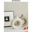 饰 创意陶瓷摆件样板间家用餐桌装 圆圈ins风圆形北欧花瓶 WENSHUO