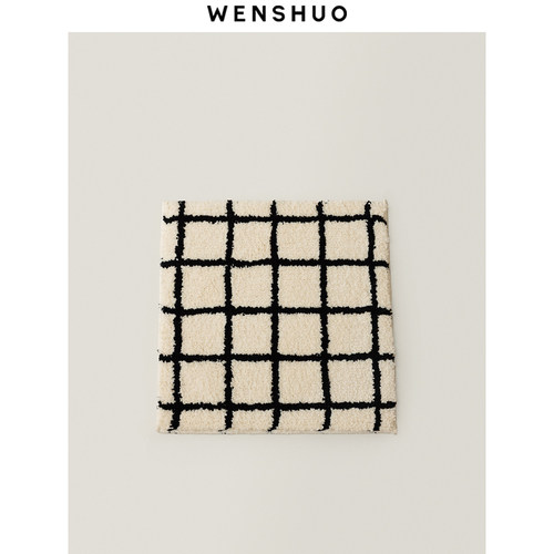 WENSHUO格纹簇绒防滑椅垫防凉