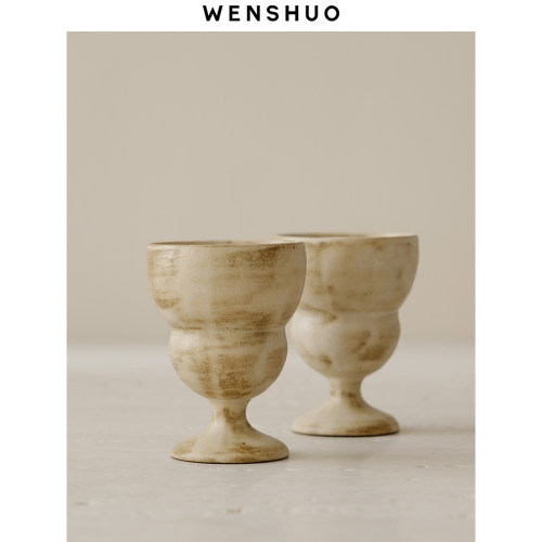 WENSHUO日式复古高脚小圆杯