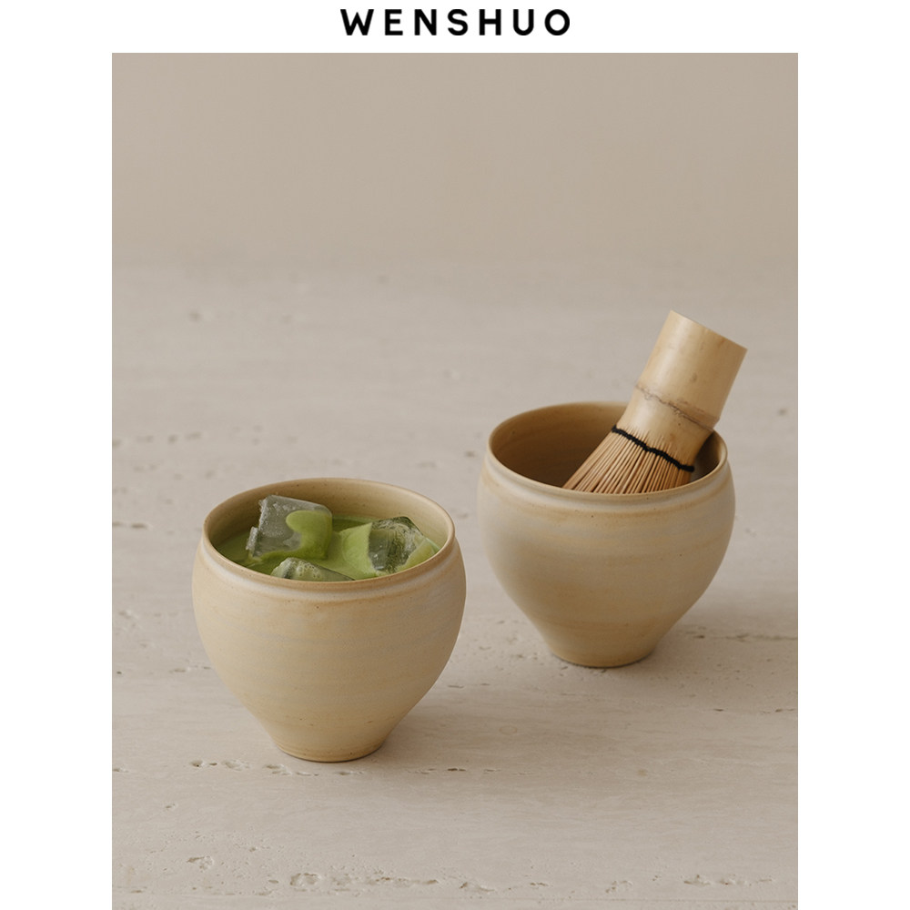 WENSHUO 侘寂风茶杯日式陶瓷复古小众主人杯抹茶杯家用水杯茶具