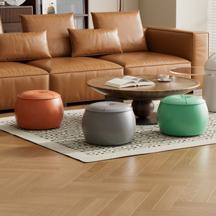 入户门口换鞋凳实木圆凳板凳家用矮凳客厅坐凳沙发脚踏踩脚凳皮凳