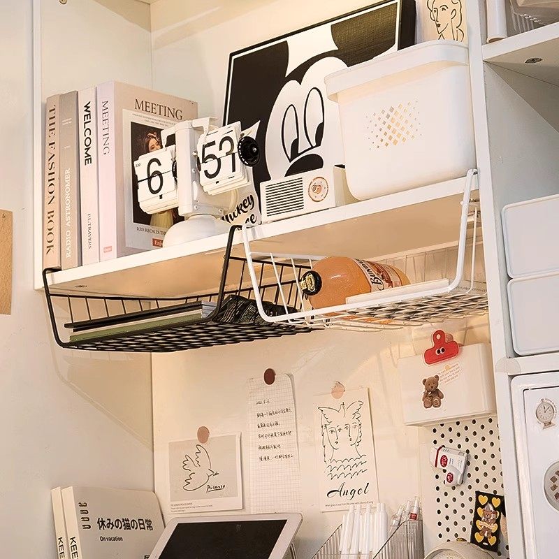 办公室文件分层收纳整理桌下挂篮分层神器宿舍改造好物吊悬置物架