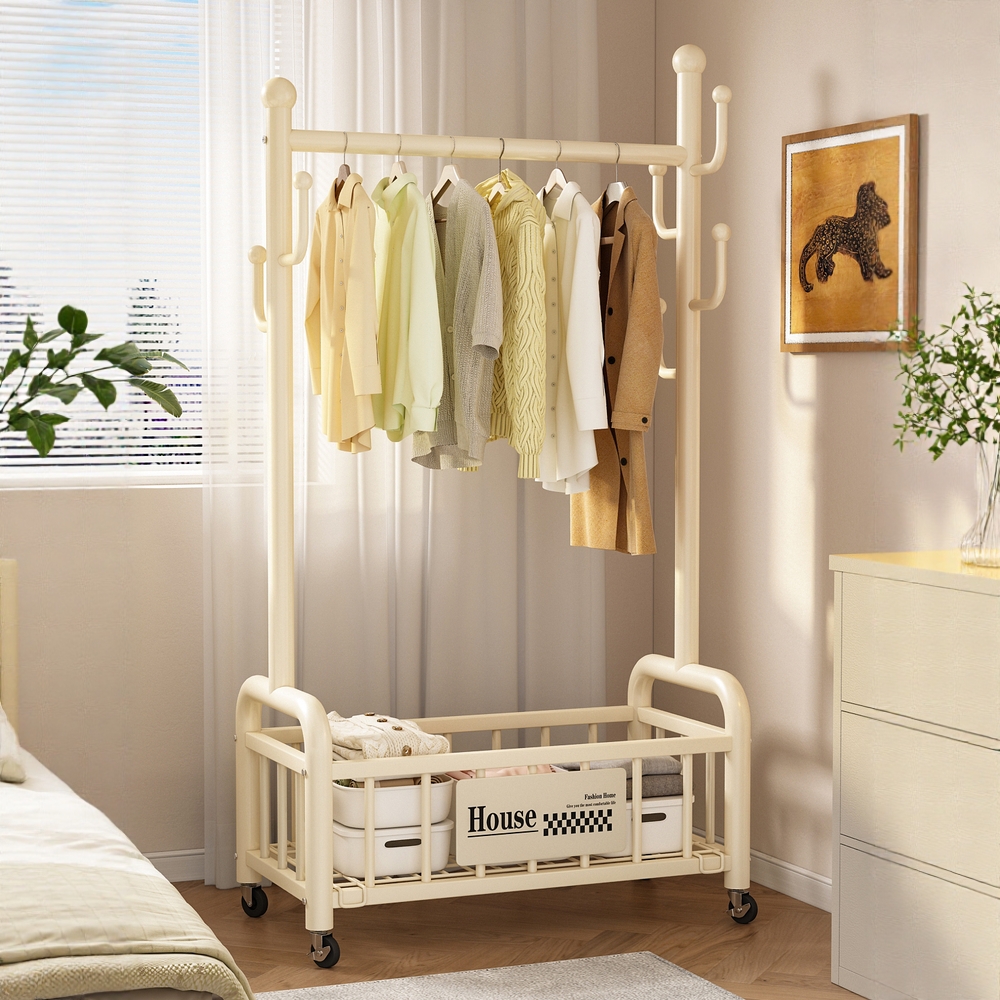 衣帽架落地卧室家用房间挂衣架置物出租屋简易移动收纳挂衣服架子