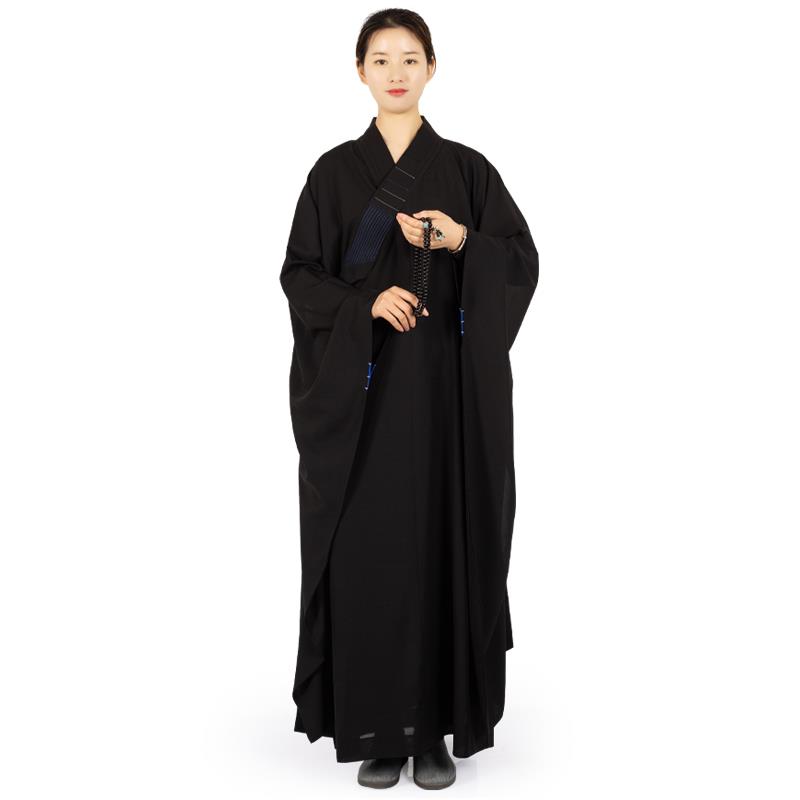 优选法会用品僧服居士服不透明男女海清木兰色进口台湾麻料广袖海