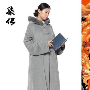 尚远七侣打坐披风双层毛绒禅修披风有袖冬季加厚僧服僧装大衣风衣