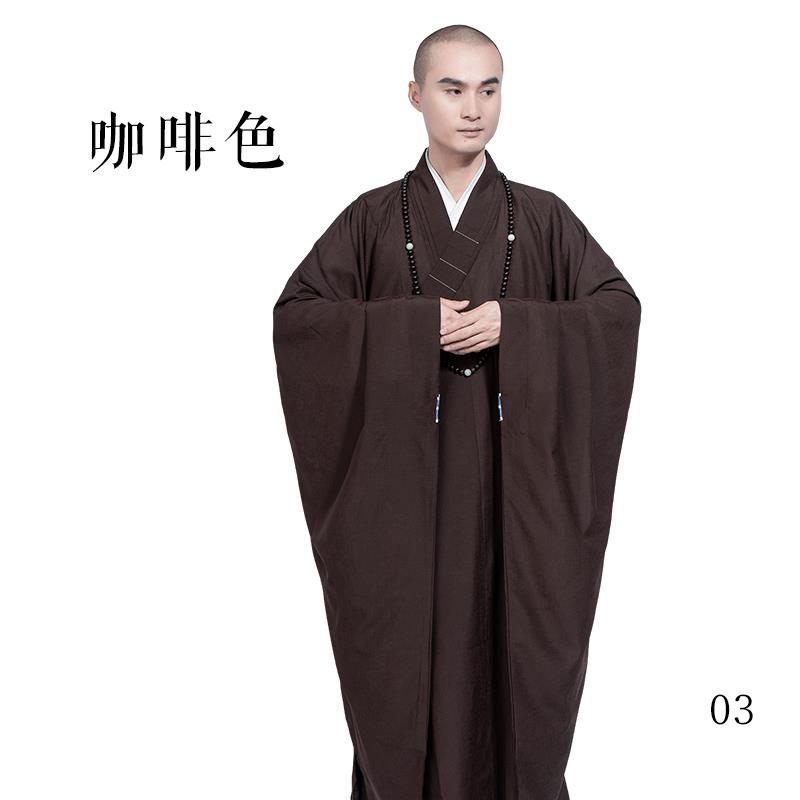 优选缎梵广袖海青僧服居士服男女款海清夏季薄款四季僧衣橄榄绿和