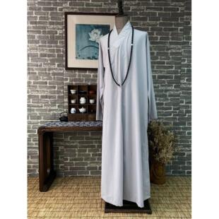 优选栖心僧服夏季 薄款 醋酸麻浅灰色长褂大褂和尚服僧人衣2001