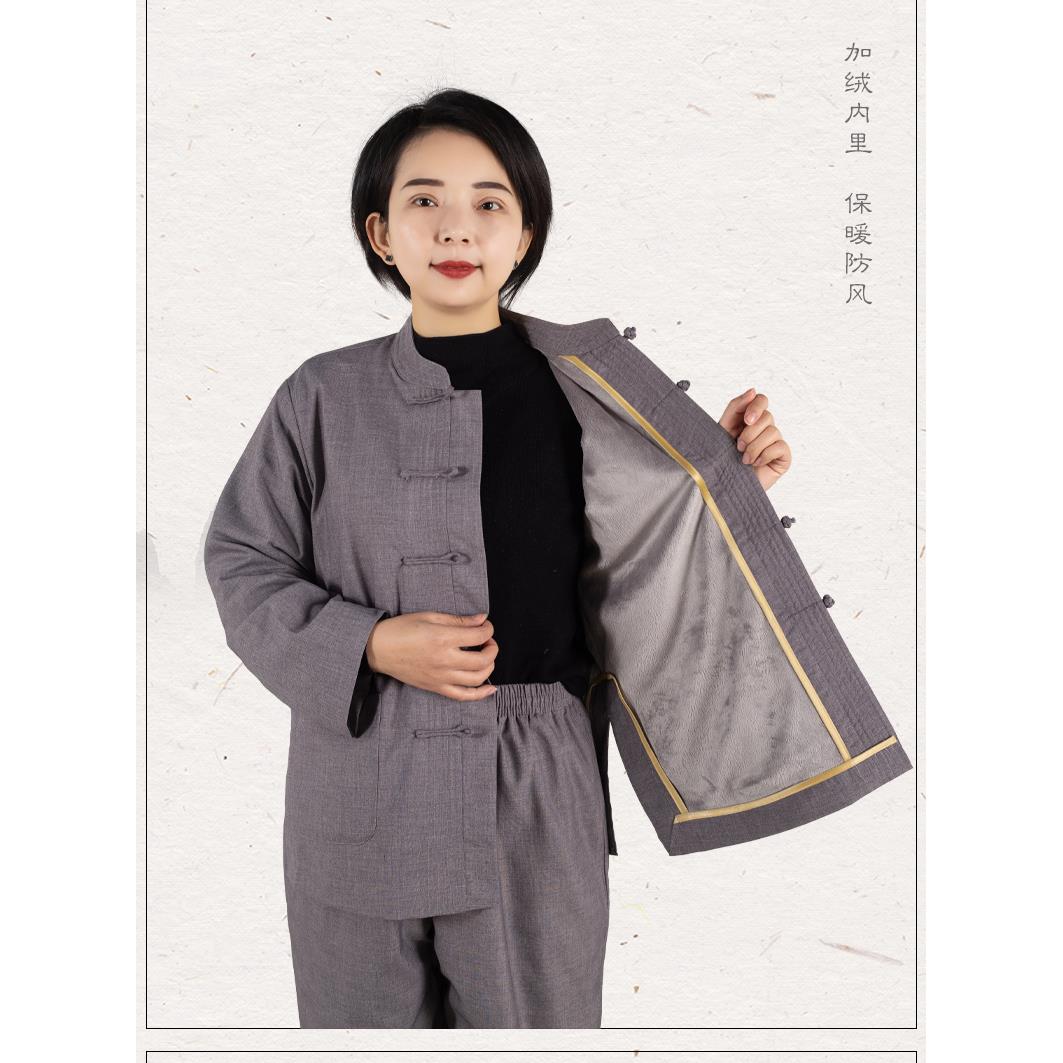 优选佛衣佛系禅意禅修服海青居士服女男套装夏季加厚纯棉麻盘扣海