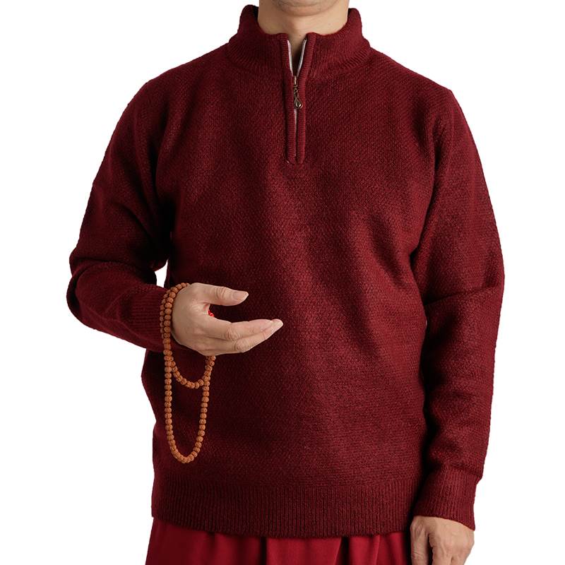 喇嘛僧服长袖东波上衣西藏居士服外套牦牛绒针织毛衣秋冬保暖服装
