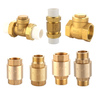 全铜4分立式止回阀弹簧单向阀6分1寸内外丝卧式逆止阀铜杆止水阀