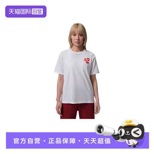 【自营】NIKE耐克女T恤唇印印花宽松运动短袖针织衫IF0798-100