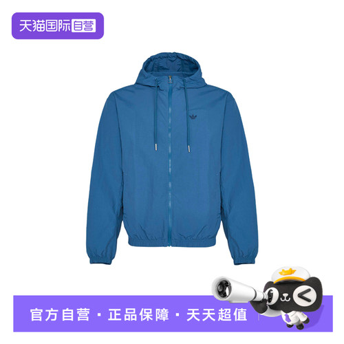 【自营】adidas阿迪达斯男子蓝色连帽外套休闲夹克防风服 KT3036
