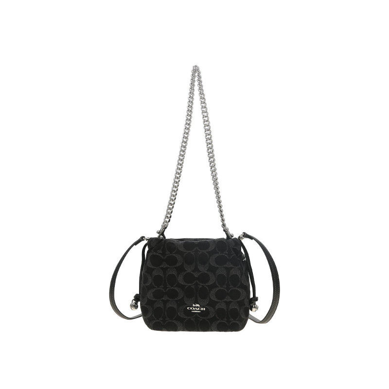【自营】COACH/蔻驰COACH蔻驰Faye织物拼牛剖层革迷你女款黑色