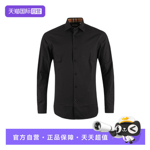 【自营】BURBERRY/博柏利男士棉质战马骑士徽标刺绣纯色长袖衬衫