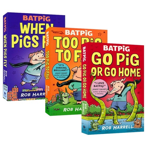 【自营】Batpig When Pigs Fly Too Pig to Fail Go Pig 蝙蝠猪 3册 章节书 全彩漫画 幽默搞笑 少儿课外图画书 英文原版进口图书