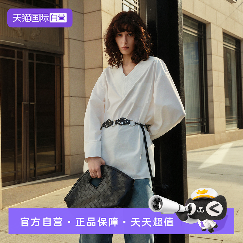 ELLE拼接领廓形衬衫女