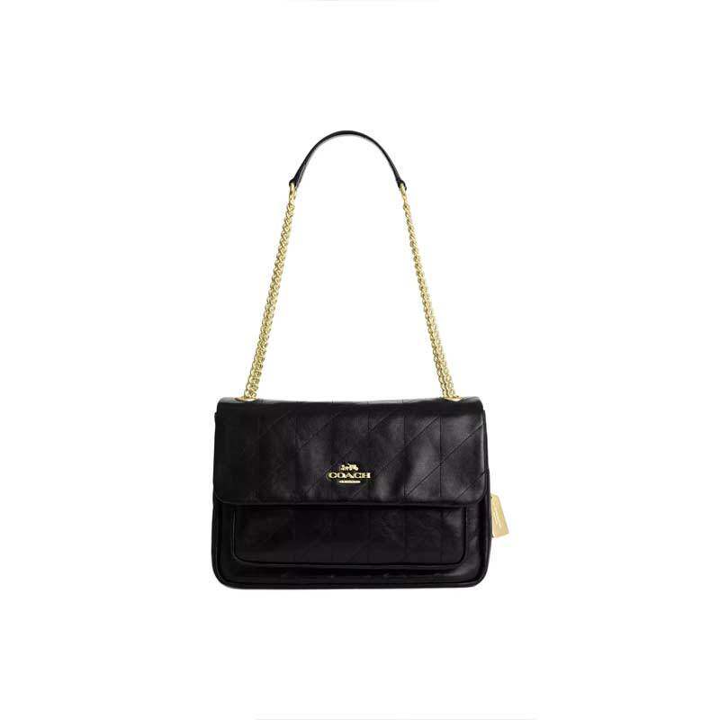 【自营】COACH/蔻驰CrossbodyElodie皮革斜挎单肩包大号女款黑色