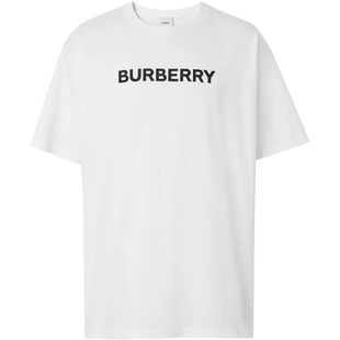 【自营】BURBERRY/博柏利男款宽松版圆领徽标图案短袖T恤8055309