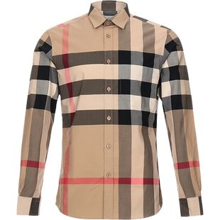 【自营】BURBERRY/博柏利男士棉质格纹商务休闲长袖衬衫 8010213