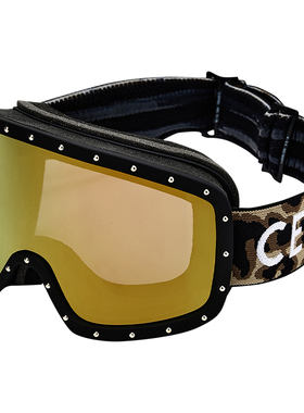 【自营】CELINE滑雪镜金色饰钉豹纹头带活力时尚轻CL40196U