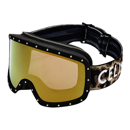 【自营】CELINE滑雪镜金色饰钉豹纹头带活力时尚轻CL40196U