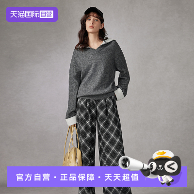 ELLE格雷系绵羊毛连帽毛衣