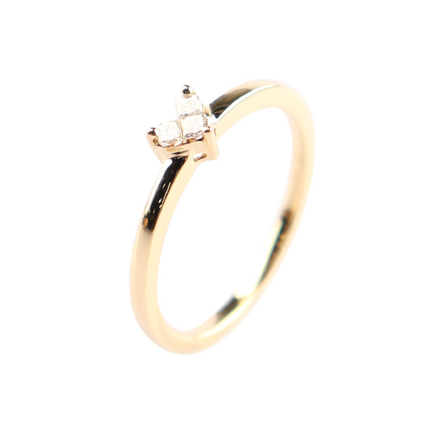 【自营】中古95新心形群镶钻石戒指K18黄金52号戒指