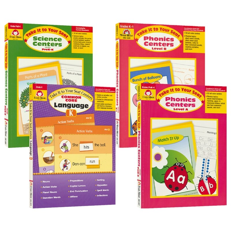 【自营】Evan-Moor Take It to Your Seat Language Phonics 美国加州教辅 核心技能训练 学龄前-1年级 自然拼读 科学 英文原版