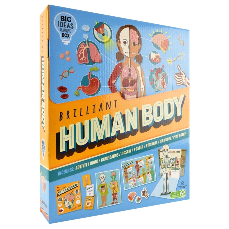 【自营】Brilliant Human Body 了不起的人体 儿童创意科普活动套盒 百科读物 科学启蒙 拼图海报贴纸活动书 英文原版进口图书