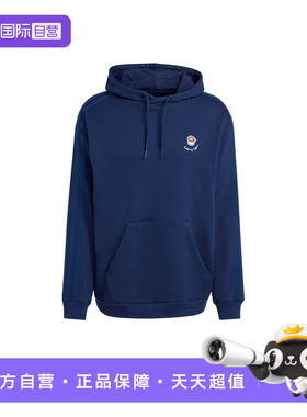 【自营】adidas阿迪达斯男子深蓝色连帽套头衫卡通印花卫衣JZ5065