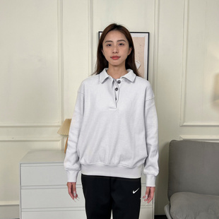 【自营】NIKE耐克女子卫衣宽松休闲运动长袖翻领POLO衫HV0354-104
