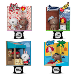 【自营】野兽王国LINEFRIENDS布朗熊可妮兔场景手办摆件周边礼物