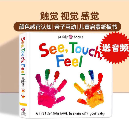 【自营】See Touch Feel 英文原版绘本触觉视觉感官认知触摸书 A First Sensory Book幼儿童早教启蒙英语读物亲子互动书内附小镜子