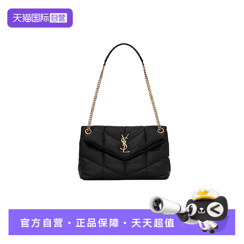 【自营】saint laurentYSL信封包金属字母徽标黑色羊皮革链条包