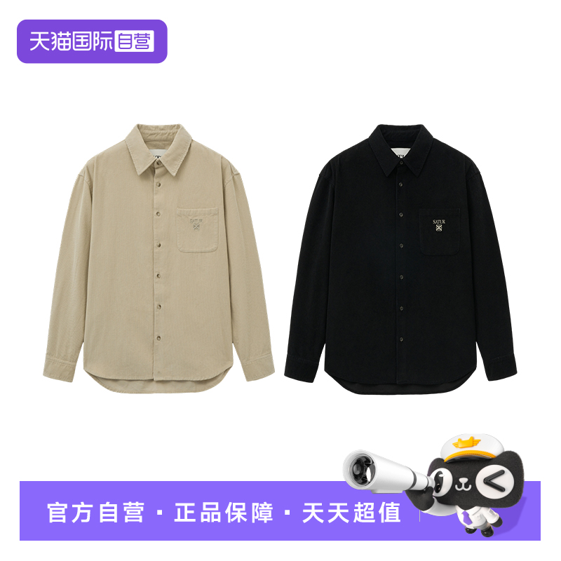 【自营】SATUR ARCHIVE2025复古上衣刺绣logo灯芯绒长袖衬衫外套