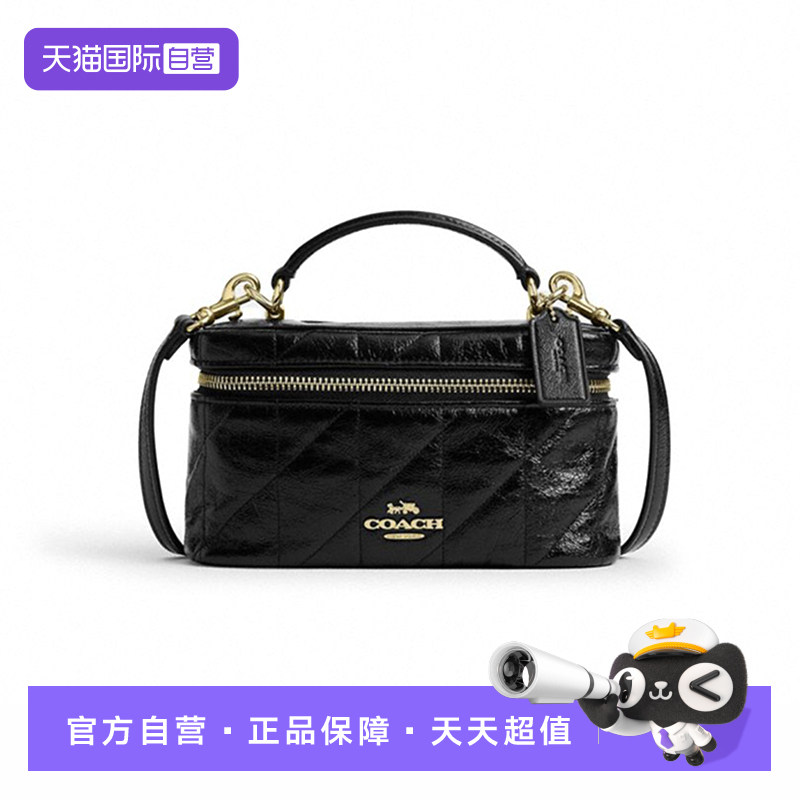 【自营】COACH/蔻驰RAINER18品牌徽标手提包小号女款黑色粉笔白色