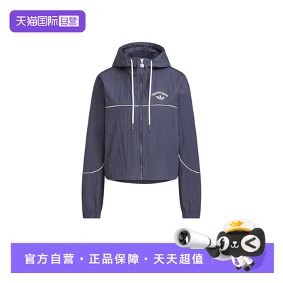 【自营】adidas阿迪达斯女三叶草连帽防风外套短款夹克 KT3055