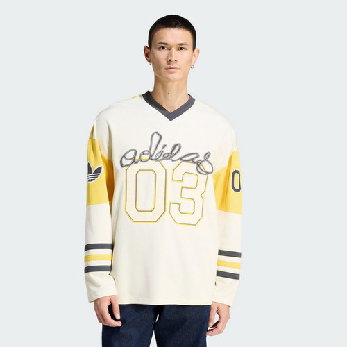 【自营】adidas阿迪达斯曲棍球宽版运动男三叶草长袖球衣 KU9188