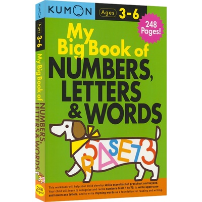 【自营】Kumon My Big Book Of Numbers Letters & Words 幼儿趣味练习 公文式教育 3-6岁 数学 字母书写 自然拼读技能 英文原版