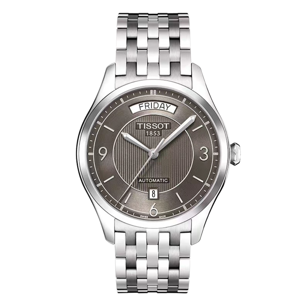 【自营】中古99新天梭1853/星期日历显示/唯意双历/39mm/灰盘钢带