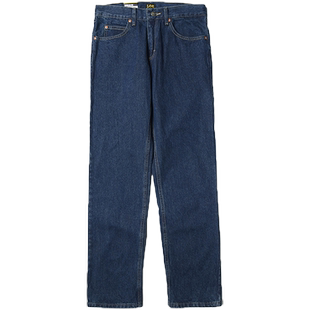Lee李深蓝色原色休闲百搭舒适中腰高端牛仔裤男直筒宽松春秋季