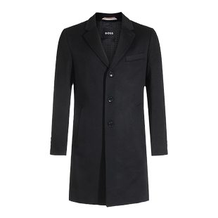 【自营】Hugo Boss雨果博斯男士羊毛中长款修身毛呢大衣50502482