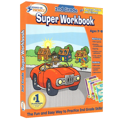 【自营】英文原版 Hooked on Phonics 2nd Grade Super WorkbookG-2 二年级练习册 迷上语音自然拼读超级练习册 附答案