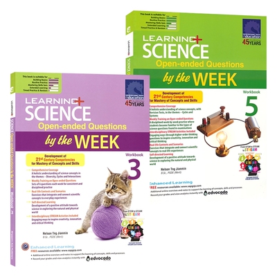 【自营】SAP新加坡科学练习册 Learning Science Open-Ended Questions By The Week Workbook 5 小学5年级开放问答题周练英文原版