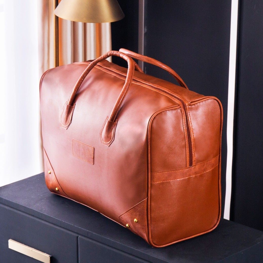 高档皮革被子收纳袋旅行行李袋子