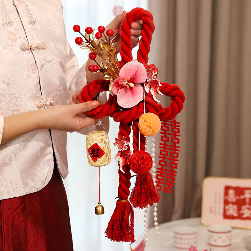婚房装饰万字结挂饰结婚用品门把手婚礼卧室装扮客厅新房布置喜字