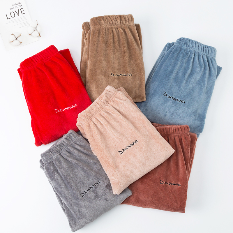 成人儿童法兰绒暖暖裤珊瑚绒睡裤