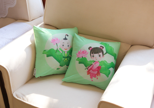 圆明园 荷花仙子抱枕 靠垫 柔软舒适 图案精美国庆节